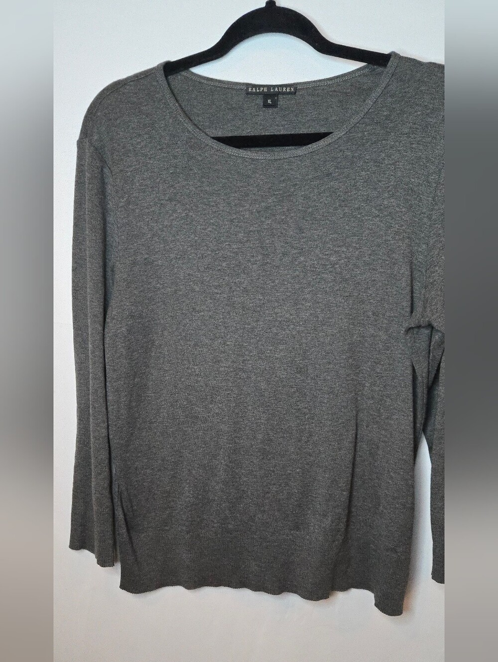 Ralph Lauren Black Label Women’s XL Heather Gray Long Sleeve Crewneck Top